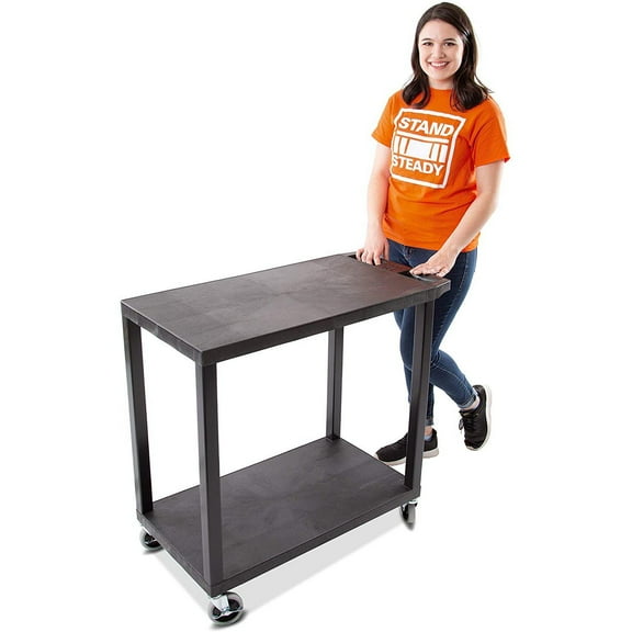 Stand Steady Original Tubstr - Flat Top Utility Cart - Heavy Duty, Supports up to 400 lbs - Flat Shelf Multipurpose Cart Perfect for Home, Garage, Catering, Warehouse and More (2 Shelf / 35x18)