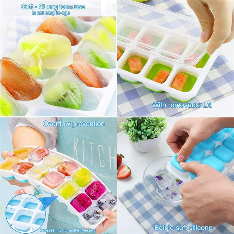 LNKOO Ice Cube Trays 1 Pack, Food Grade Silicone Ice Cube Moulds, Easy- Release & Durable & Reusable 14 grids Ice Cube Trays with Lids, Best for  Baby Food, Beer, Water, Whiskey 