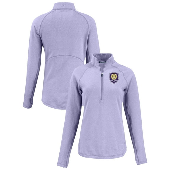 Women's-Cutter & Buck  Purple Orlando City SC Peshastin Eco Fleece Recycled Half-Zip Pullover Top