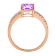 thumbnail image 2 of 2.7 ct Cushion Cut Natural Amethyst Solitaire with Simulated Diamond Accents 18K Rose Gold Womens Engagement Ring, 2 of 5