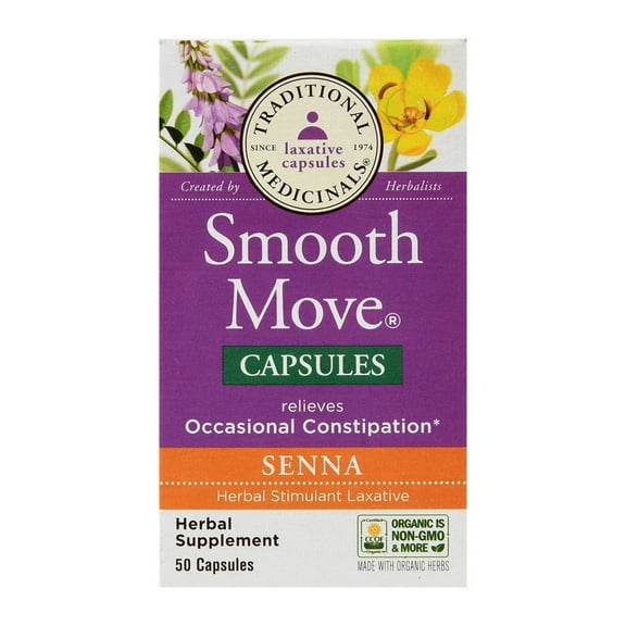 Traditional Medicinals Smooth Move Senna Herbal Supplement Capsules, 50 Ea, 3 Pack