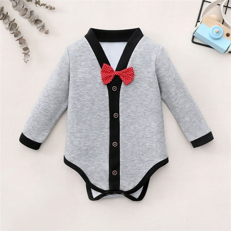 

NIUREDLTD Baby Girls Patchwork Bow Tie Autumn Long Sleeve Romper Bodysuit Clothes