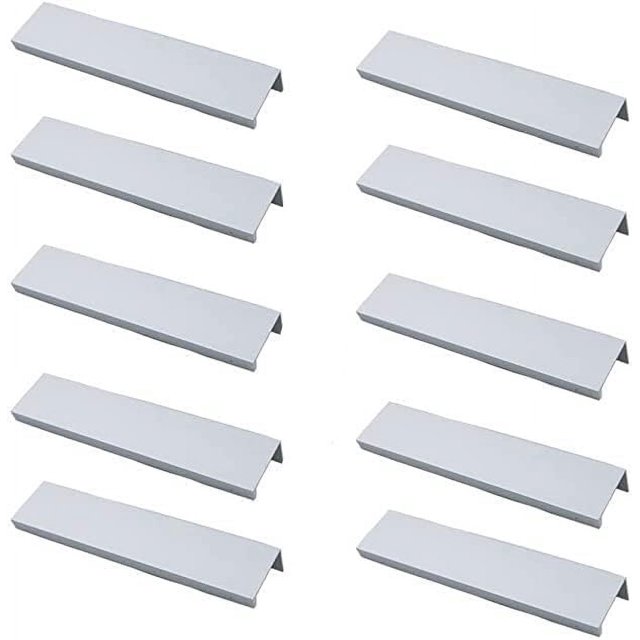 (Blanco) Juego de 10 tiradores negros para muebles, tiradores invisibles, tiradores negros para muebles de cocina, tiradores negros mate para muebles en aleación de aluminio, distancia central de 128 mm JM