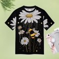 thumbnail image 5 of Bee And Flowers T Shirts Basic T-Shirt Short Sleeve Ladies Tee Shirt Summer Graphic Clothing, 5 of 5