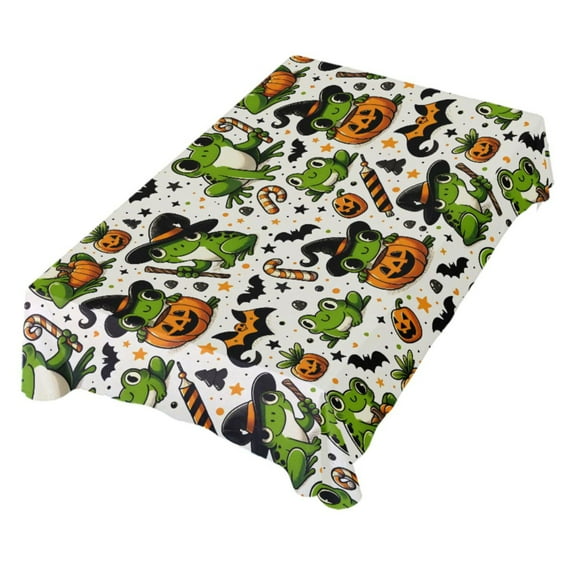 JSTEL Frogs Halloween Table Cloth Square 54 x 54 Inch Tablecloth Anti Wrinkle Table Cover for Dining Kitchen Parties