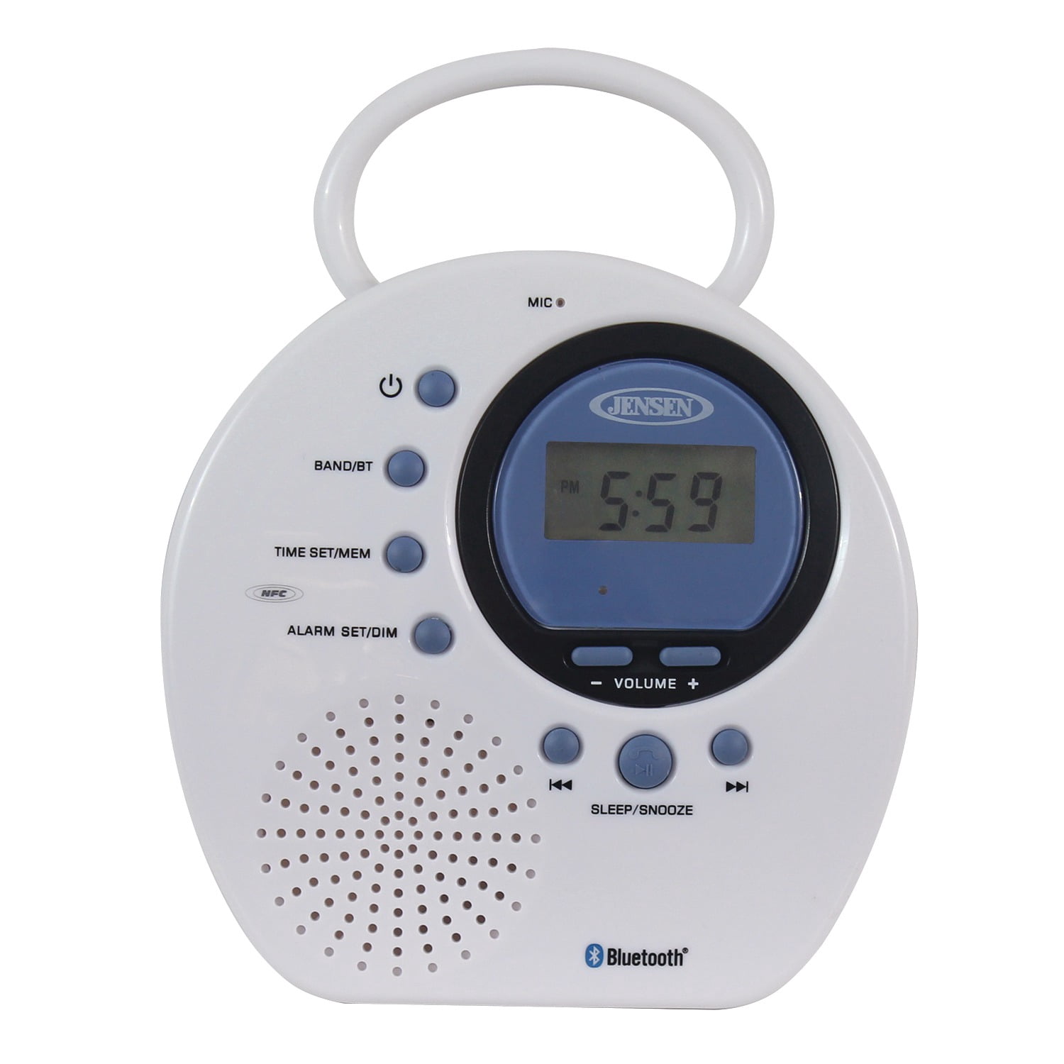 JENSEN JWM-160 Water-Resistant Digital AM/FM Bluetooth Shower Clock Radio