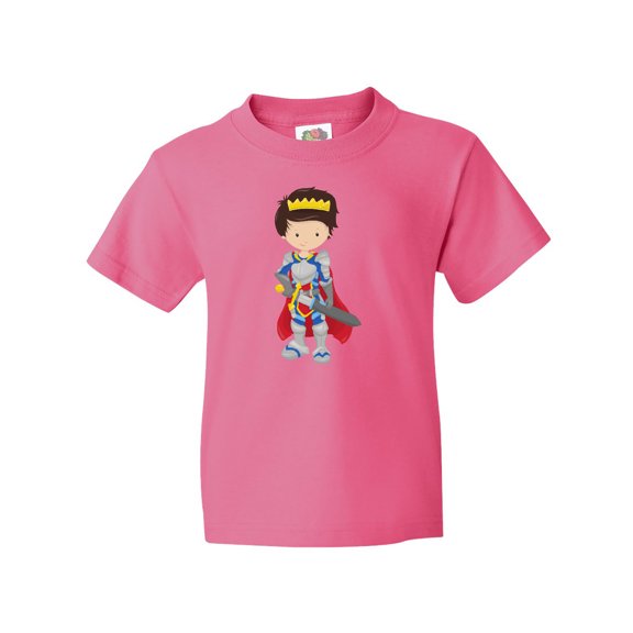 Inktastic Boy Prince, Knight In Shining Armor, Brown Hair Youth T-Shirt
