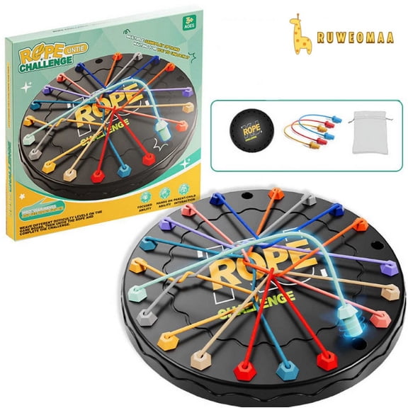 RuWeoMaa Brainy Knots Rope Untangling Game, Twisted Rope Puzzle Game, Rope Knots Untangle Stack Puzzle Sorting Board Game, Brain Teaser Fine Motor Skills Toys, String Solution Central Lacing Toys