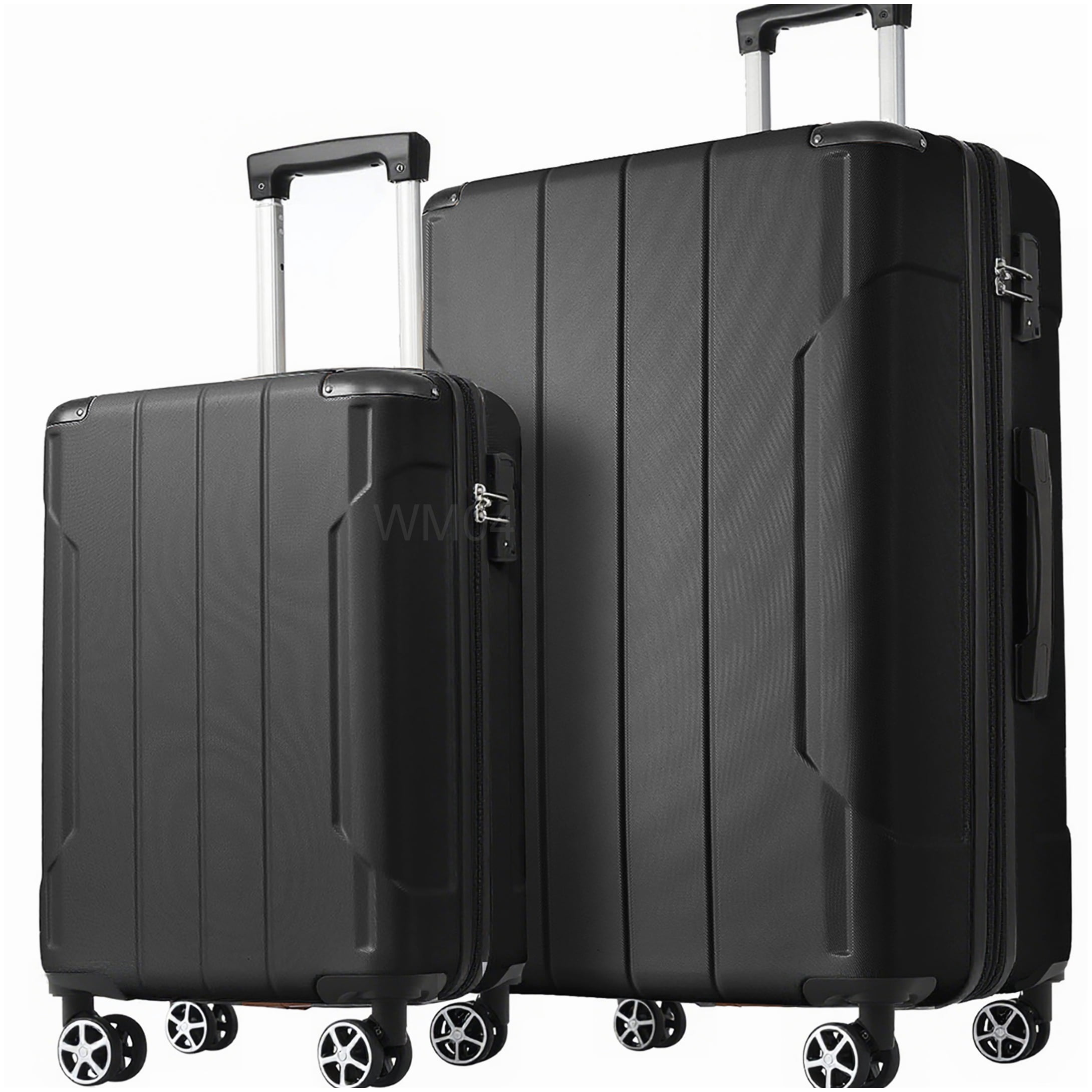 TSA Lock Expandable Suitcase Set, 2-Piece ABS Hardshell Luggage with Spinner Wheels in Black