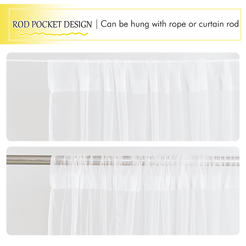 NICETOWN 2 Panels Mosquito Net Waterproof Outdoor Sheer Curtains, Rod Pocket Beathable Mosquito Shield Drapes with Adjustable Length, W118 x L120, White