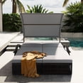 thumbnail image 3 of Bellemave Outdoor Daybed with Canopy, Steel Frame Sun Lounger with Adjustable Backrest, Patio Double Sunbed with Arched Armrests, Suitable for Patio Pool Deck, Garden, Backyard (Gray), 3 of 8