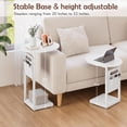 thumbnail image 5 of C Shaped End Table, Adjustable Height Small Side Table for Couch and Recliner, 32" Tall Couch Side Table Slide Under Sofa Tray Desk with Storage Bag for Living Room and Bedroom, White, 5 of 6