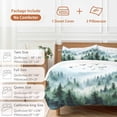 thumbnail image 6 of 3 Piece Green Ombre Mountain Duvet Cover Set Queen Size, Microfiber Comforter/Quilt Cover with Corner Ties and 2 Pillowcases, Watercolor Forest All Season Soft Bedding with Zipper Closure, 6 of 8
