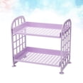 thumbnail image 3 of Estante de plástico de 2 capas para cocina, escritorio, sala de estar, baño, encimera, inodoro, organizador de almacenamiento (morado), 3 of 8