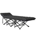 thumbnail image 1 of Black Folding Camping Cot with Mattress - 75" Portable Bed for Outdoor Adventures, Living Room Naps & Travel - 330 LBS Capacity, 1 of 7