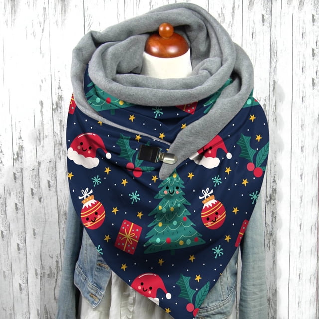 Jusqu'à 65 % de Rabais Foulard Femme de Noël Imprimée Mode Châle Polyvalent Foulard Foulard à la Mode en Liquidation