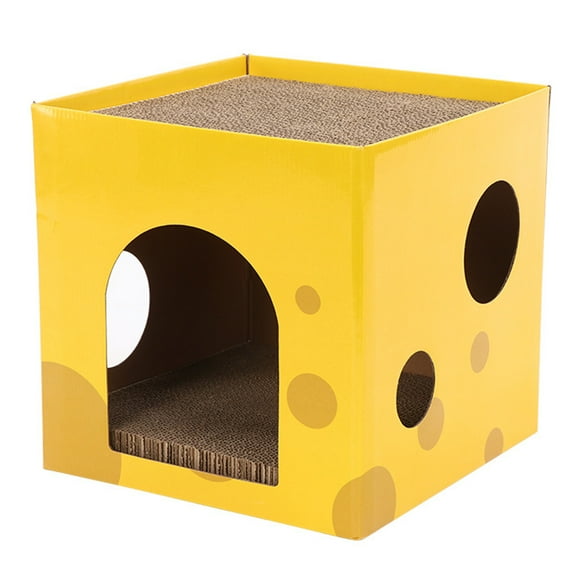 Cat Scratcher Hut, Interesting Cheese Shape Cat Scratch House Multifunction for Resting for Exercising