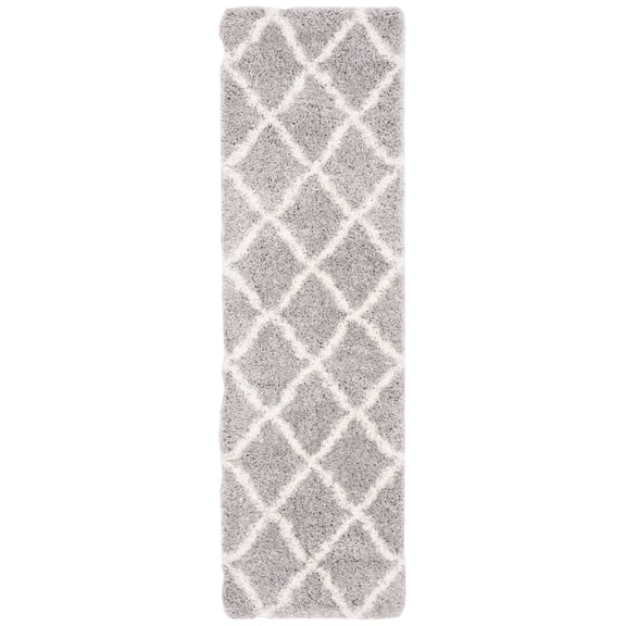 SAFAVIEH Fontana Venice Geometric Shag Runner Rug, Grey/Cream, 2'3" x 6'