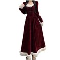 thumbnail image 2 of Njagoc3 Womens Long Sleeve Velvet Tie - Front Midi Dress, Formal Evening & Gothic Party Outfit, 2 of 6