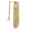 thumbnail image 2 of 20" Long Straight Clip On Pony Tail Hair Pieces Ombre Dip Dyed Wrap Around Ponytail Hair Extensions Hairpieces(80G Natural black to honey blonde), 2 of 8