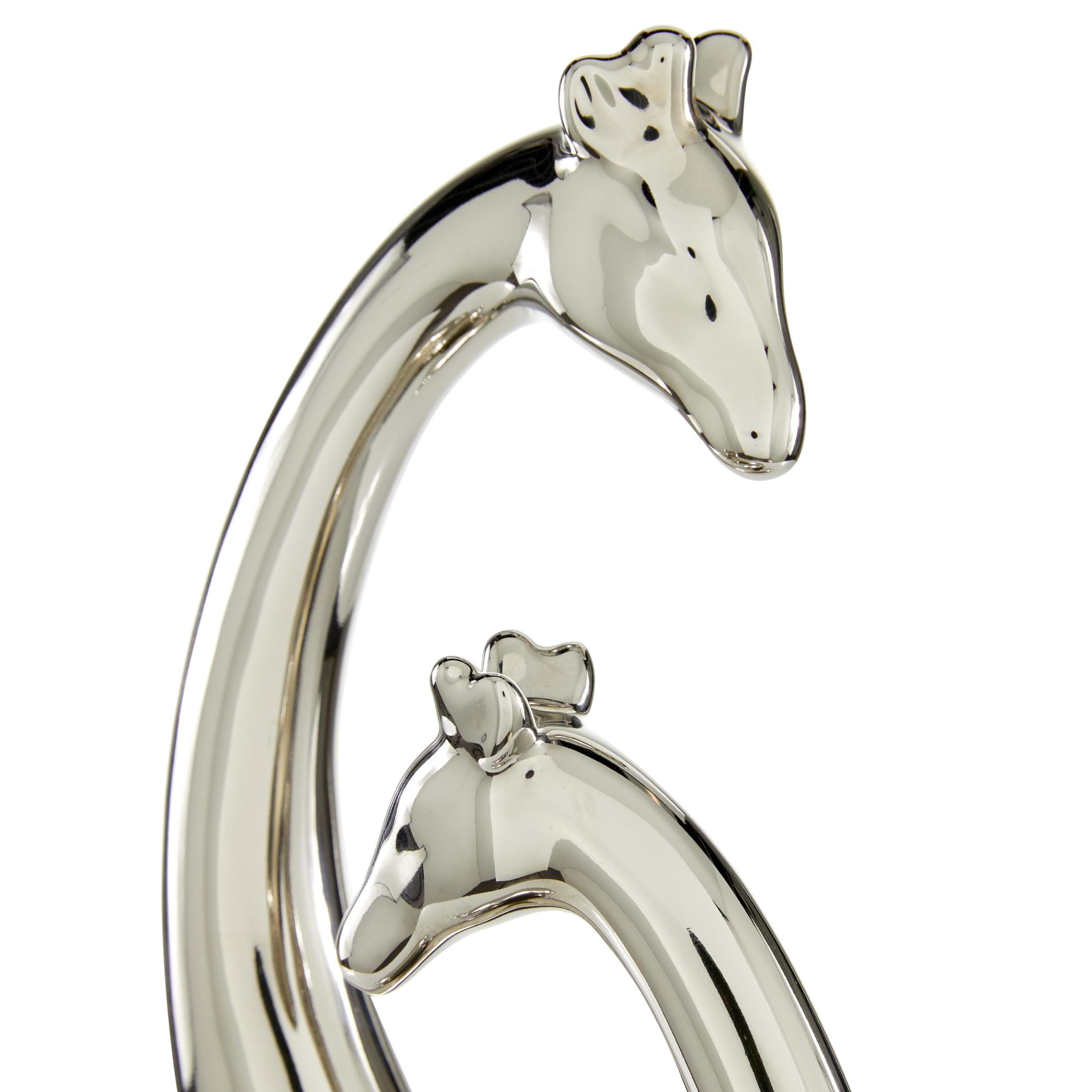 11" x 15" Silver Ceramic Giraffe Sculpture, by DecMode