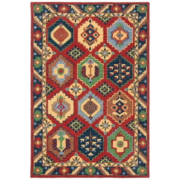 SAFAVIEH Heritage Fion Tribal Wool Area Rug, Red/Gold, 4' x 6'