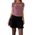 thumbnail image 1 of xiaxaixu Women T-shirt , Hauts d'Été à Manches Courtes et Col Rond Ajouré pour Fête Quotidienne, 1 of 7