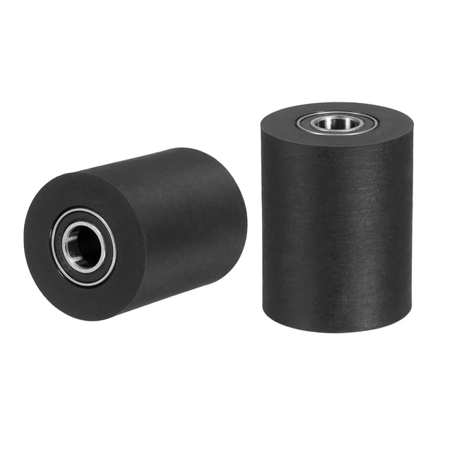 Uxcell 2 Paquete Rueda de Rodillo de Plástico con Rodamientos, ID 3/8" (10mm) x OD 1-3/8" (35mm) x Longitud 1-3/4" (45mm), Rueda de Guía para Correa Plana