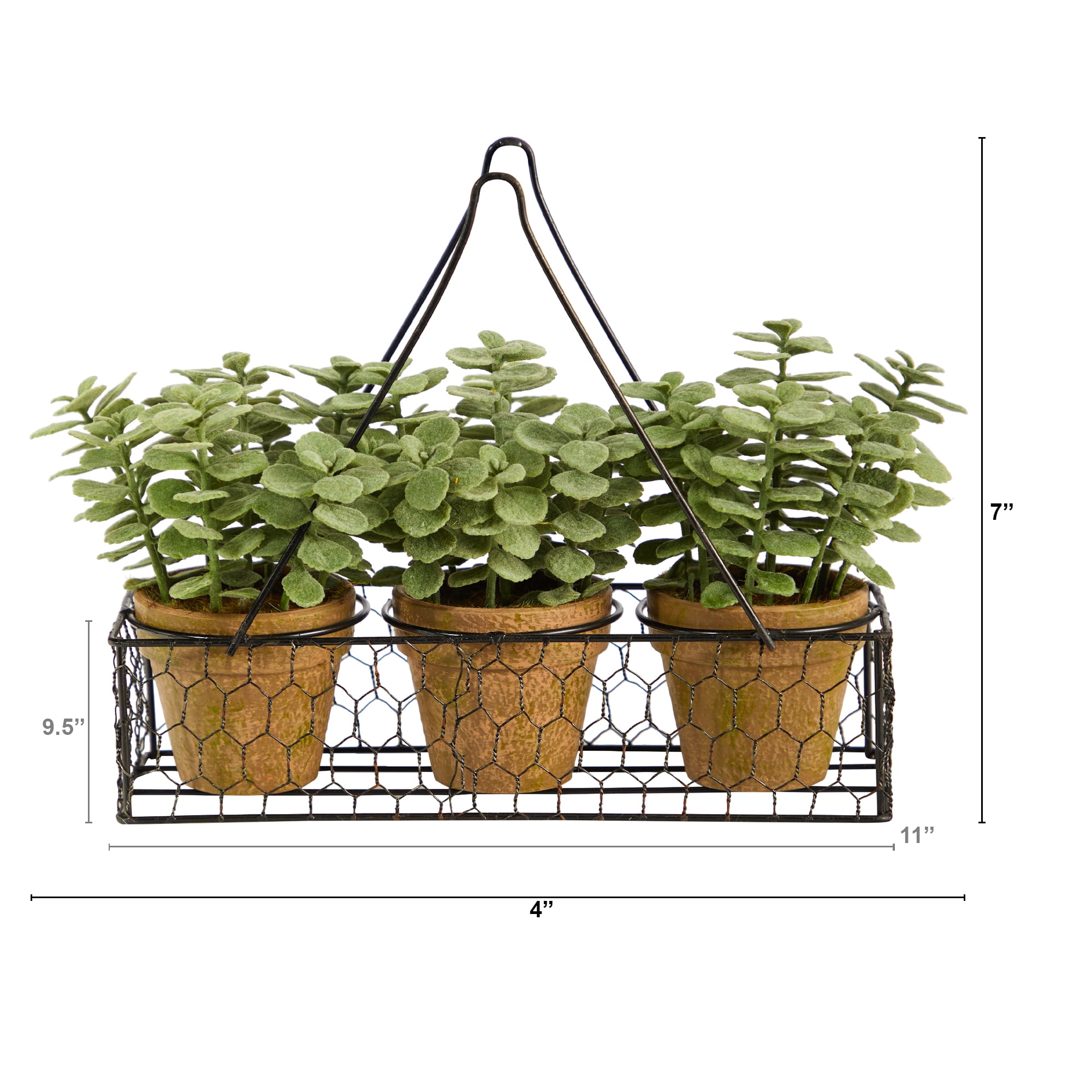 Nearly Natural 7" Mini Jade Garden Artificial Plant in Hanging Planter