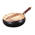 thumbnail image 3 of 945 Manual de sartén Wok Forjing Pan de hierro Mango de madera Mango multifuncional sin cocción con recubrimiento de cocción para acampar para la tapa de madera, 3 of 8