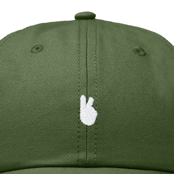 Dalix Lil Peace Sign Embroidered Cotton Cap Outdoor Dad Hat Womens in Olive