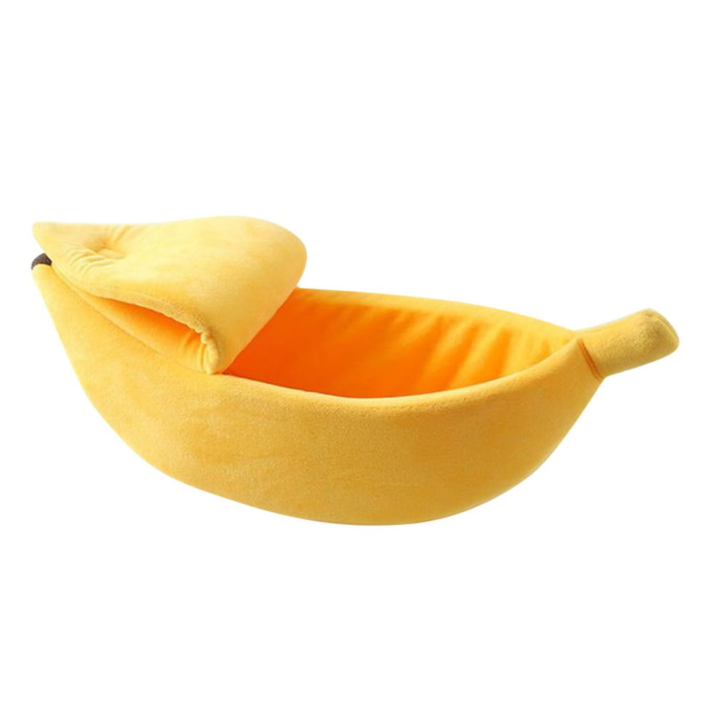Small Pet Bed Banana Shape, Fluffy Warm Soft Plush Breathable