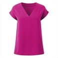 thumbnail image 4 of Women Summer Tops Women Tops Cap Sleeve Textured Dressy Casual V Neck Shirts 2025 Summer Business Work Blouses Outfits Short Sleeve Athletic Thin Womens Tee Shirts Blouses for Fashion Hot Pink S, 4 of 5