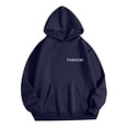 thumbnail image 4 of uvwlwu Womens Minimal Letter Graphic Oversized Hoodie Drop Shoulder Kangaroo Pocket Soft Cozy Fall Street Casual Pullover Sweatshirt,M, 4 of 5