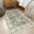 thumbnail image 3 of Moynesa 3'x5' Vintage Rug,Oriental Farmhouse Entryway Rug Non-Slip Distressed Throw Rug,Low-Pile Soft Kitchen Rug Washable Indoor Carpet for Entrance Bedroom Laundry Office,Brown, 3 of 8
