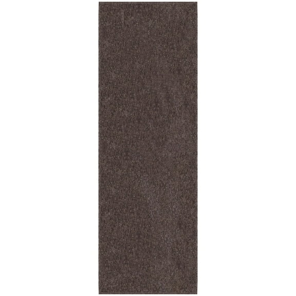 Ottomanson Non-Slip Hallway Runner Rug 1'10" x 6' Stain-Resistant Low Pile Carpet for Kitchen, Brown