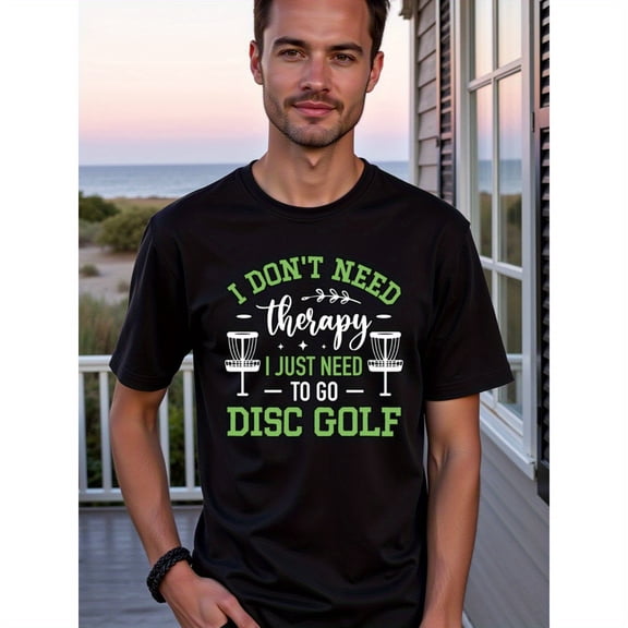 natee local warehouse clearance Disc Golf Enthusiast's Therapy Tee - Fun and Relaxing!, Men's T-Shirt,100% Cotton Fabric,Crew Neck,Short Sleeve,Regular Fit,All-Season Casual Wear,180gsm-Ideal for Va