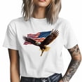 thumbnail image 2 of Independence Day Eagle Men's T Shirts Patriotic American Flag Red Stripe Blue Star T-Shirt for Men Crew Neck Tees Cotton Tops White, XL, 2 of 9