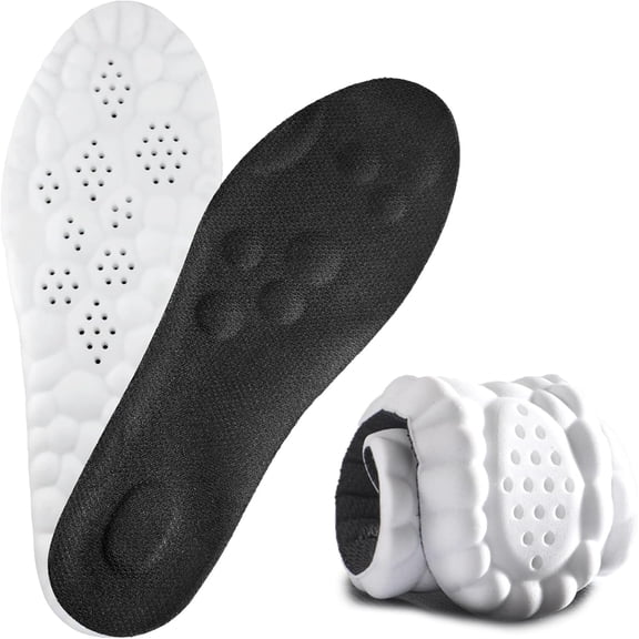 Insoles for Women Man, 2 Pairs 4D Cloud Memory Foam Trim-to-Fit Arch Support Insoles for Anti Fatigue, Shock Absorption, Foot Pain Relief