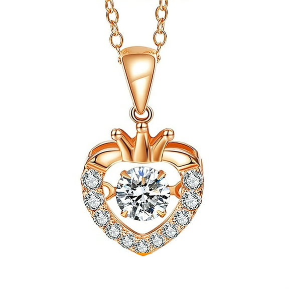 Guodhu Jewelry Heart Queen Style Gold-Plated Crown Necklace for Women, Gift for Christmas, Moissanite Necklace, Love Gifts for Birthday Valentine's Day