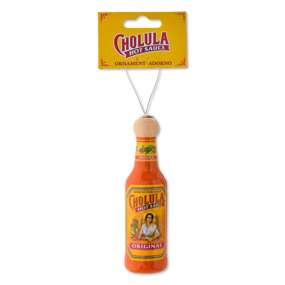 Cholula Hot Sauce Decoupage Plastic Holiday Ornament, Orange, 1 Pack