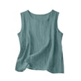thumbnail image 4 of WULMLEO Cotton Linen Tank Tops for Women - Sleeveless Crewneck Summer Gauzy Shirts Loose Fit Casual Beach Vacation Camisole Mint Green S, 4 of 8
