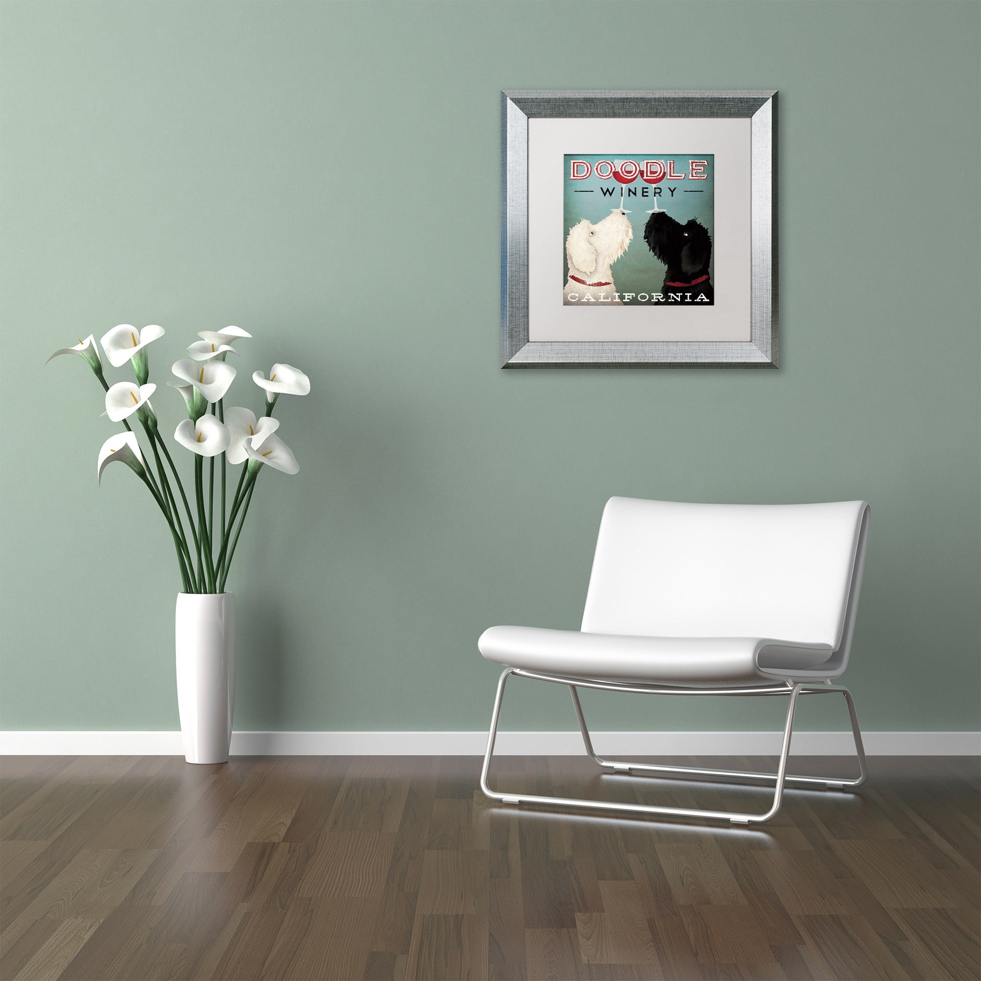 Trademark Fine Art "Doodle Wine" Canvas Art by Ryan Fowler White Matte, Silver Frame