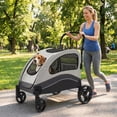 thumbnail image 1 of Foldable Dog Stroller for Large Dogs 135 LBS Capacity, 360° Rotating Wheels with One-Foot Brake, Pet Wagon with Breathable Mesh, Adjustable Handle and Storage Pocket, 1 of 7