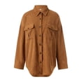 thumbnail image 5 of Women Corduroy Shacket Casual Coats Long Sleeve Shacket Button Down Boyfriend Shirts Jacket With Pockets, 5 of 8
