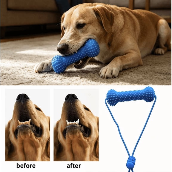 Dual-Action Canine Dental Prop, Dog Dental Chew Toy and Teeth Brushing Aid, Reusable Dog Teeth Cleaning Tool for Easier Pet Oral Care, Small Medium Large Dogs 1pcs