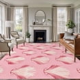thumbnail image 3 of Pink Seashell Area&nbsp;Rug 6x9ft Nautical Non-Slip&nbsp;Washable Square&nbsp;Rugs Soft Felt Indoor Floor Mat for Bedroom Kitchen Living Room Bathroom, 3 of 9