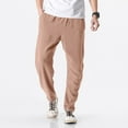 thumbnail image 2 of Vedolay Mens Lounge Pants Linen Pants Men Summer Zipper Pants Linen Pants Coffee,L, 2 of 5