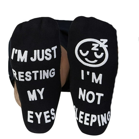 Men Women Novelty Funny Saying Ankle Socks I Am Not Sleeping Just Resting My Eyes Letters Crew Hosiery Birthday Gifts for Grandpa Dad Mom