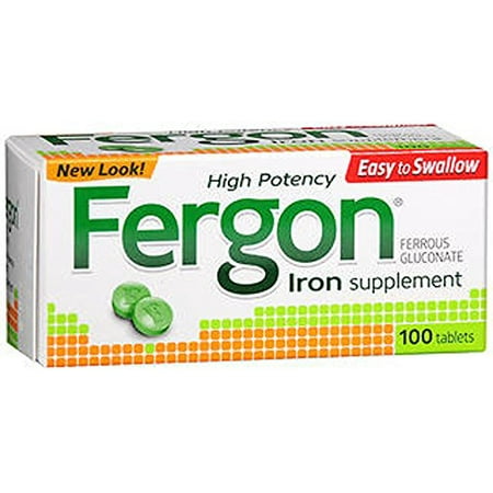 2 Pack - Fergon High Potency Iron Supplement Tablets - 100